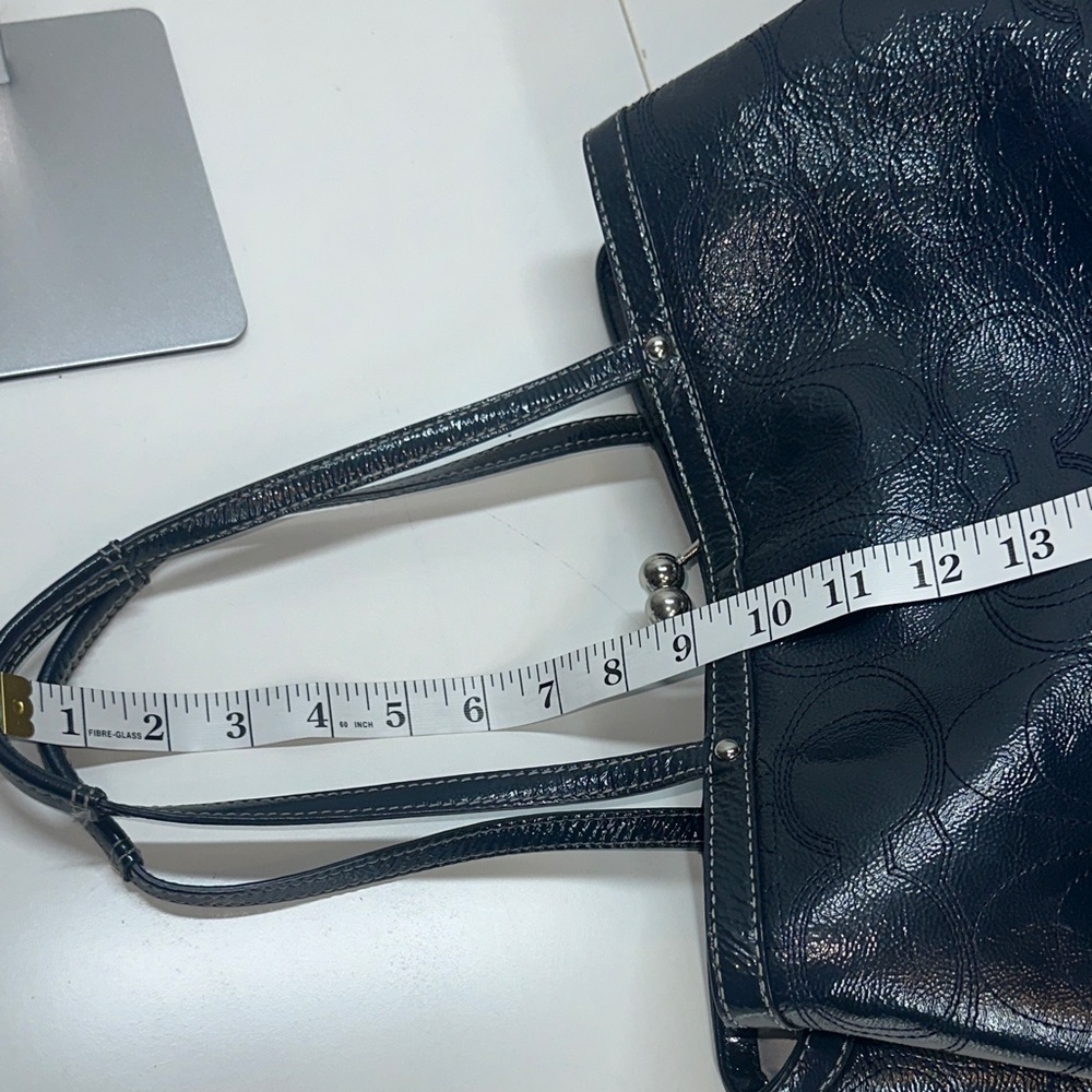 Coach Madison Navy Patent Leather Satchel Shoulder Bag - Picture 5 of 15